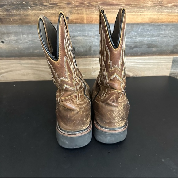 WOLVERINE Mens Brown Leather Rancher Square Toe 9 EW Wellington Steel Toe Boots - Picture 3 of 13